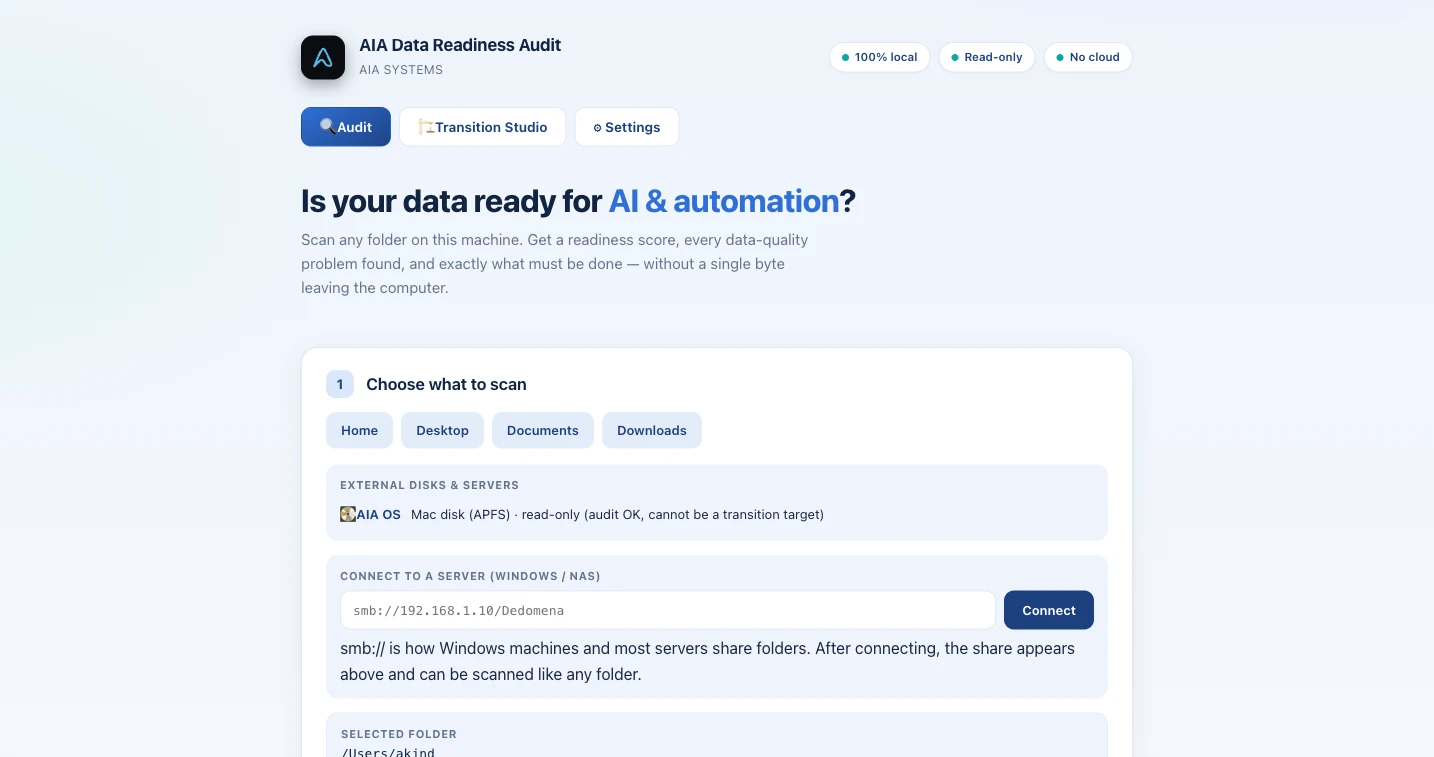 Η αναφορά ετοιμότητας δεδομένων του AIA Data Readiness Audit — The AIA Data Readiness Audit report
