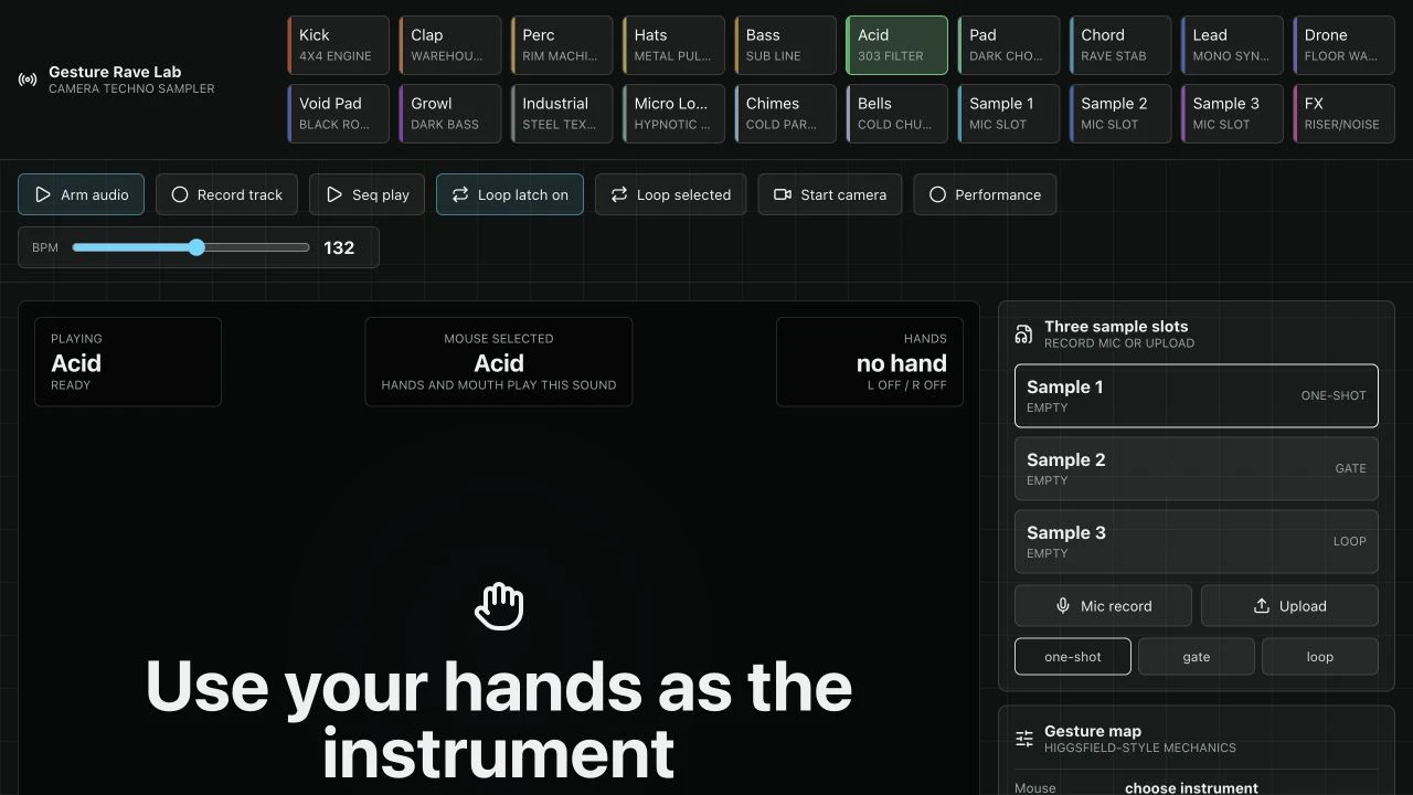 Το μουσικό περιβάλλον Gesture Rave Lab — The Gesture Rave Lab music interface