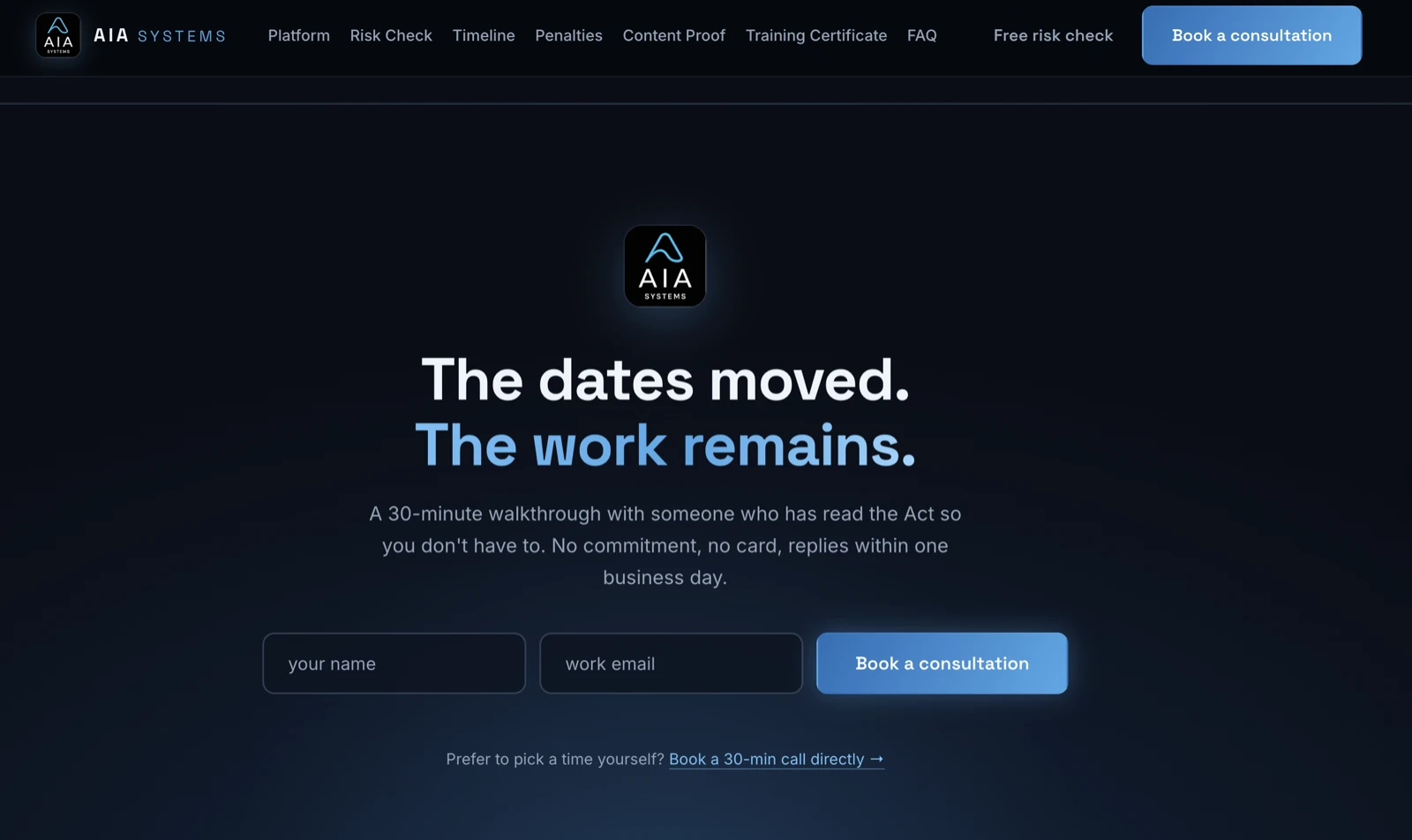 Interface του EU AI Act Compliance Platform