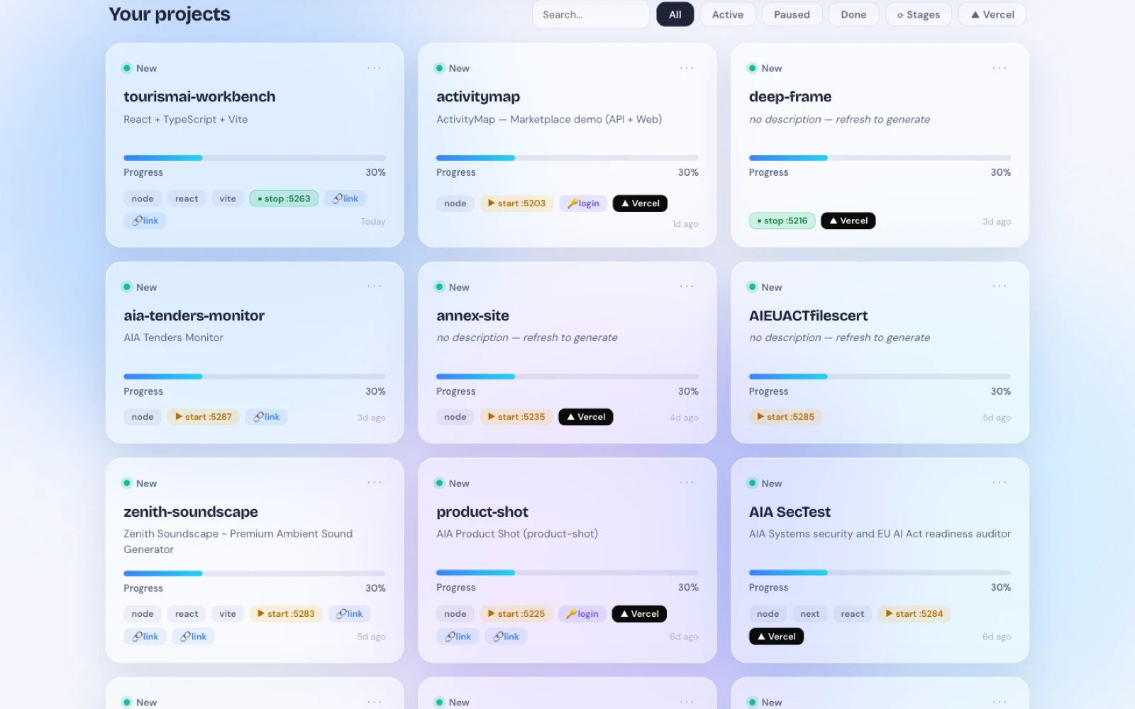 Interface του Hybrid AI Core & Command Center